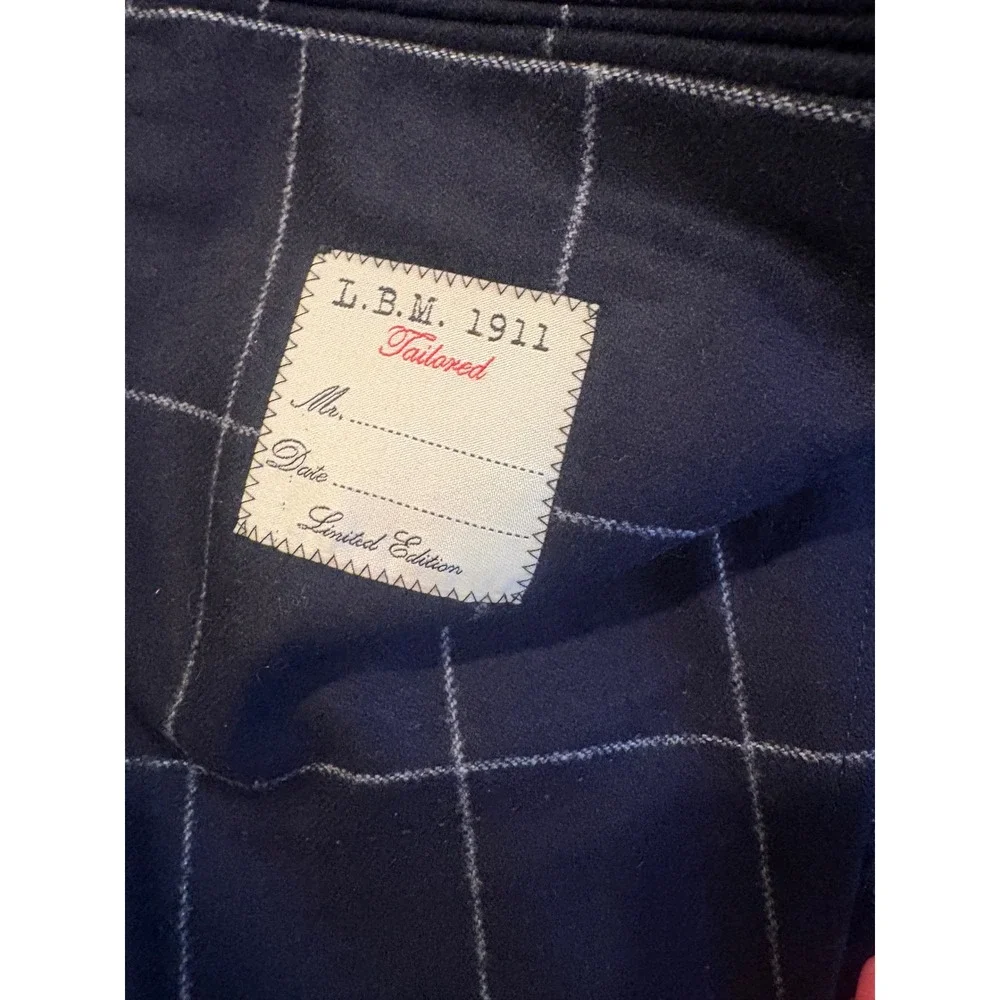 L.B.M. 1911 Italy Navy Blue Windowpane Virgin Wool Blazer Elbow Patches 52R 2892
